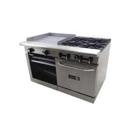 ASBER AMR-48 Estufa a Gas 4 Fuegos, Plancha, Gratinador con Horno