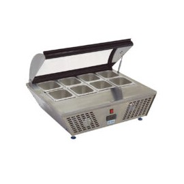 MIGSA RTW-67L Topping Refrigerado Sobre Mostrador 8 Insertos C/Tapa Abatible Cristal